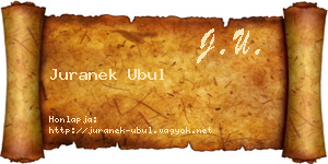 Juranek Ubul névjegykártya
